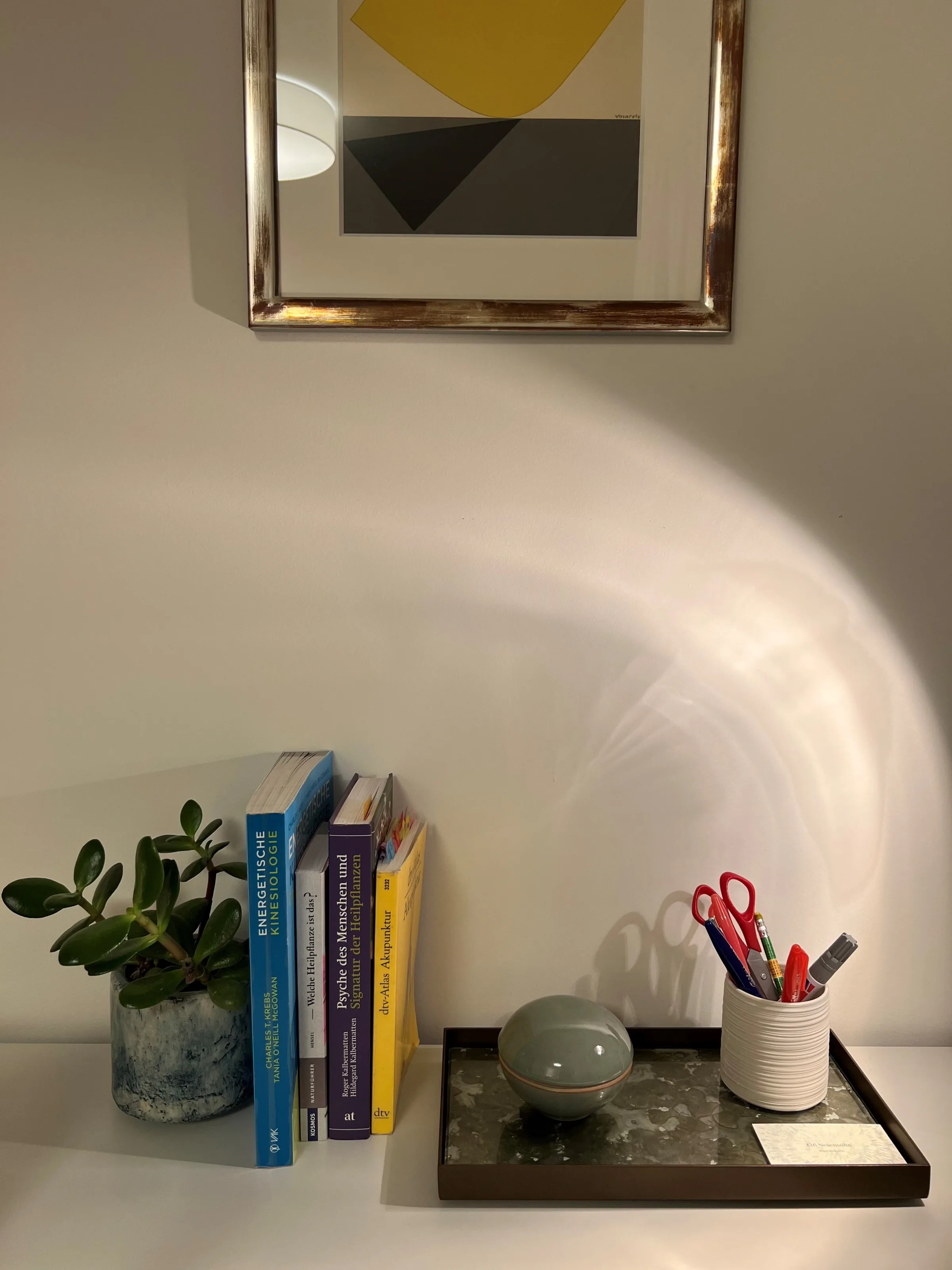 Detail aus der Praxis — Schreibtisch mit Bücher